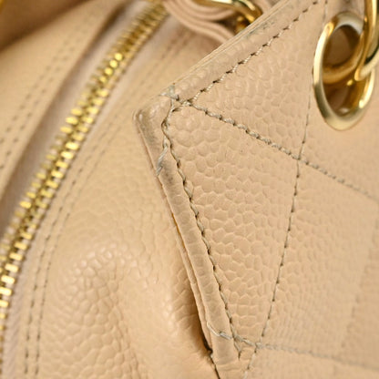Chanel Beige Caviar Skin Petite Timeless Tote PTT Chain Handbag