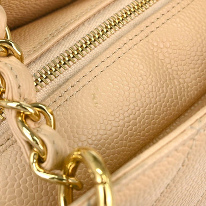 Chanel Beige Caviar Skin Petite Timeless Tote PTT Chain Handbag