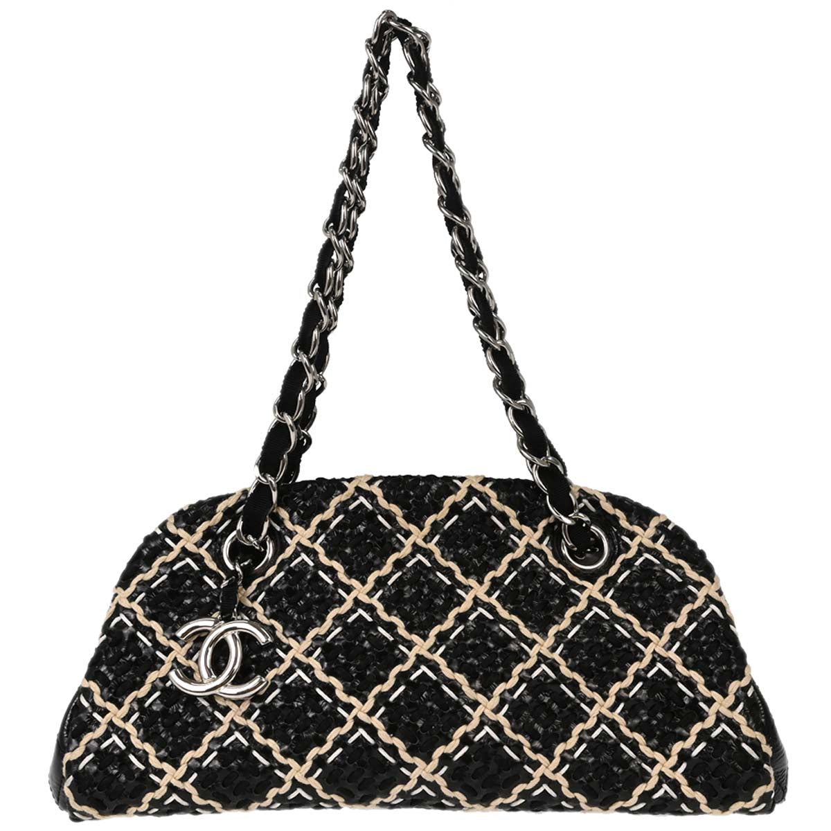 Chanel 2010-2011 Black Patent Leather Small Just Bowling Mademoiselle Handbag