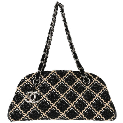 Chanel 2010-2011 Black Patent Leather Small Just Bowling Mademoiselle Handbag