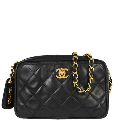 Chanel 1994-1996 Black Lambskin Camera Bag Mini