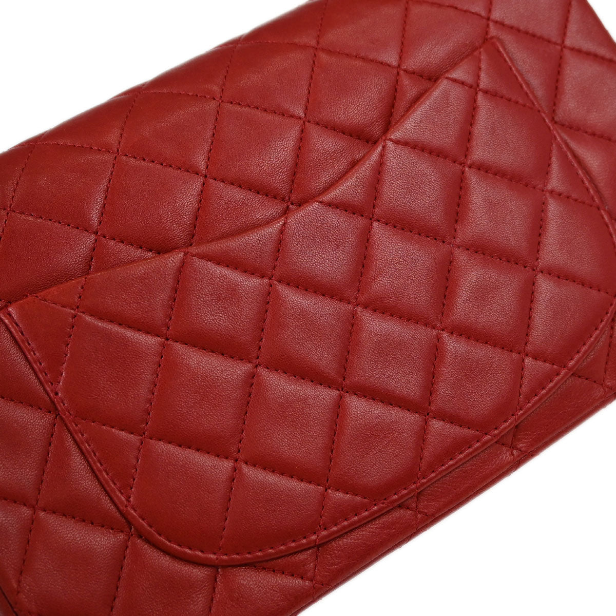 Chanel Red Lambskin Small Classic Double Flap Shoulder Bag