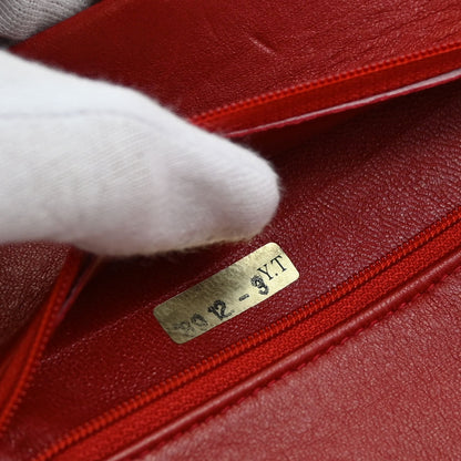 Chanel Red Lambskin Small Classic Double Flap Shoulder Bag