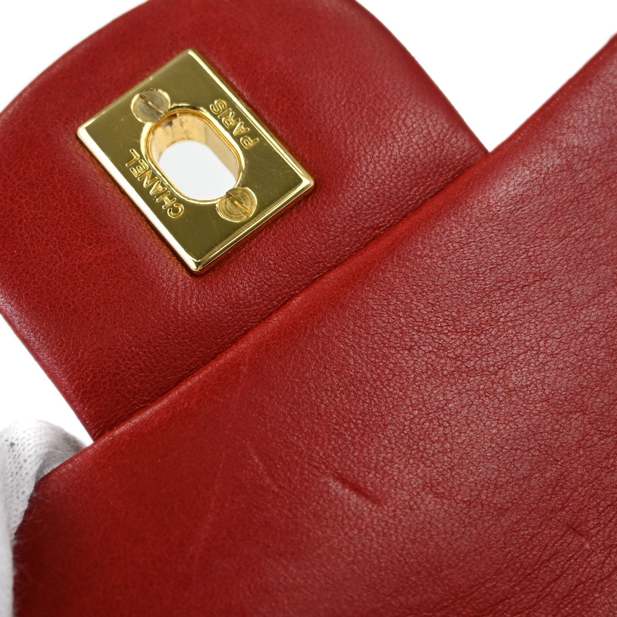 Chanel Red Lambskin Small Classic Double Flap Shoulder Bag