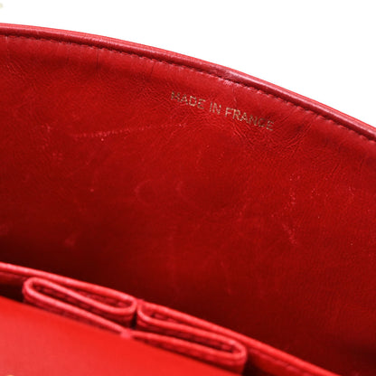 Chanel Red Lambskin Small Classic Double Flap Shoulder Bag