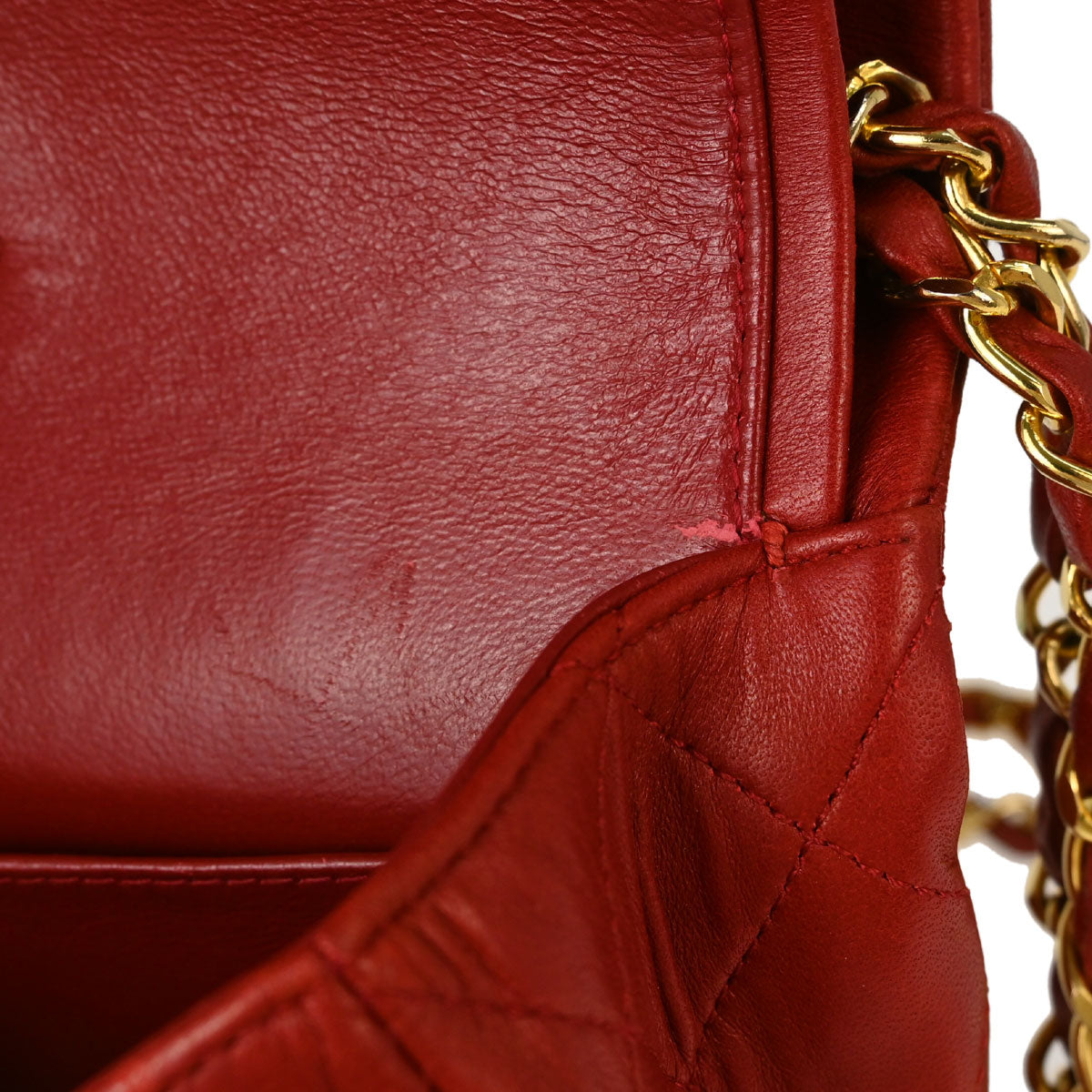 Chanel Red Lambskin Small Classic Double Flap Shoulder Bag