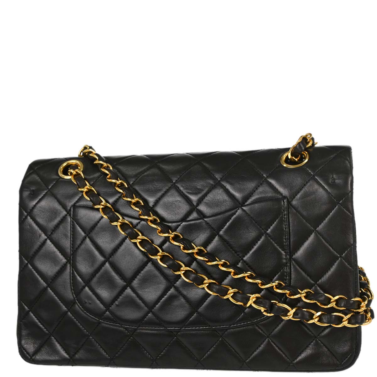 Chanel 1994-1996 Black Lambskin Medium Classic Double Flap Shoulder Bag