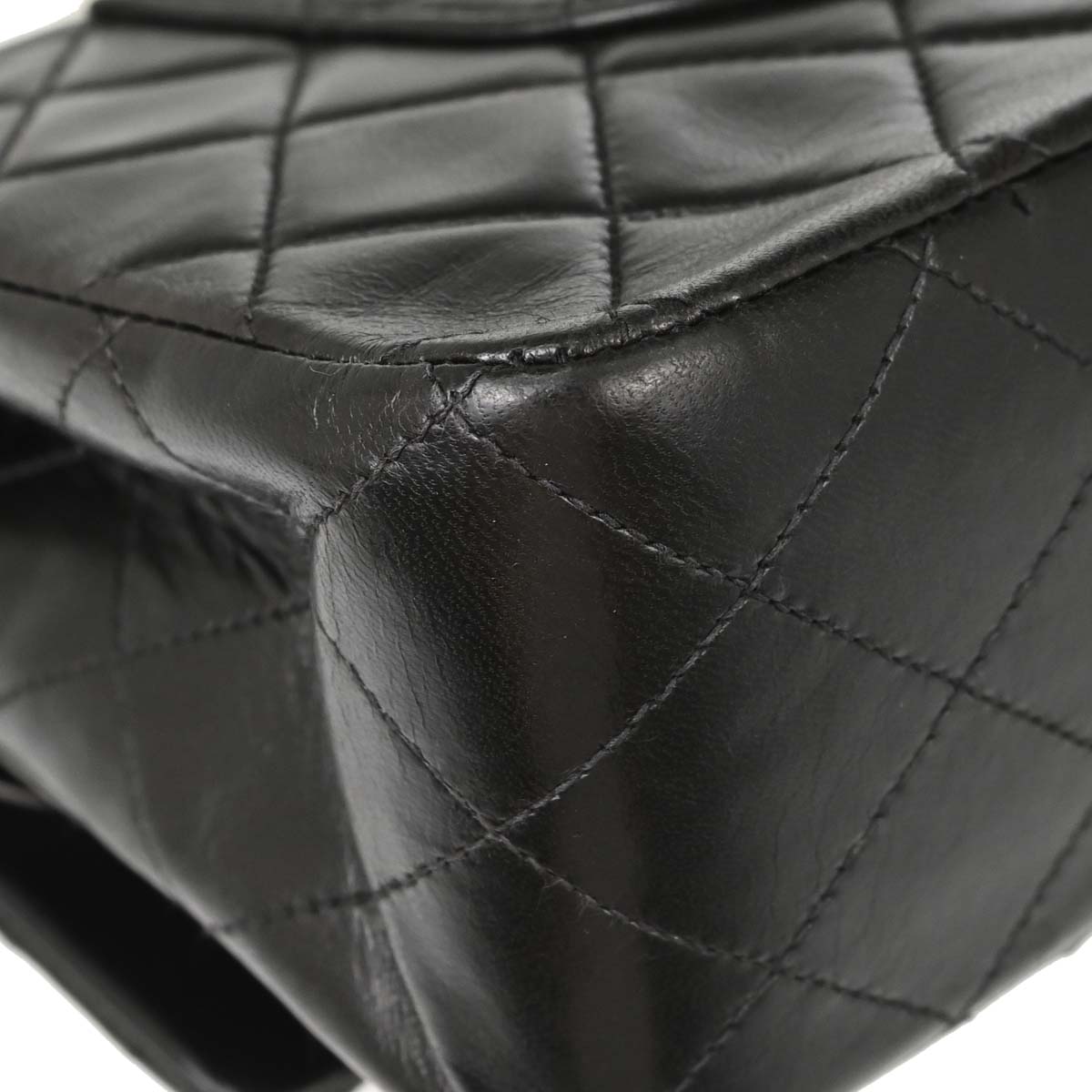 Chanel 1994-1996 Black Lambskin Medium Classic Double Flap Shoulder Bag