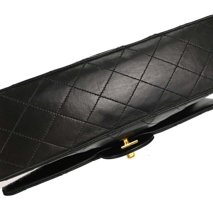 Chanel 1994-1996 Black Lambskin Medium Classic Double Flap Shoulder Bag