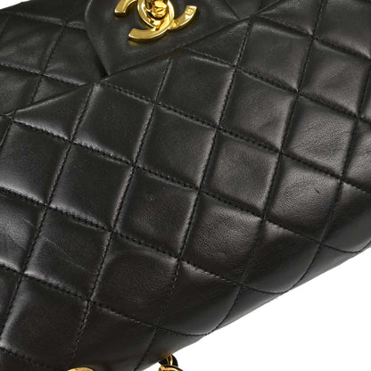 Chanel 1994-1996 Black Lambskin Medium Classic Double Flap Shoulder Bag