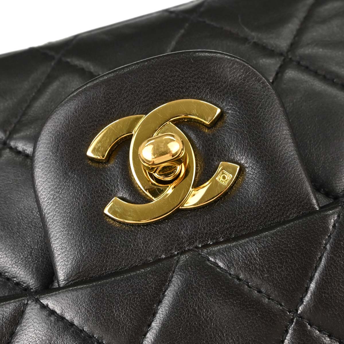 Chanel 1994-1996 Black Lambskin Medium Classic Double Flap Shoulder Bag