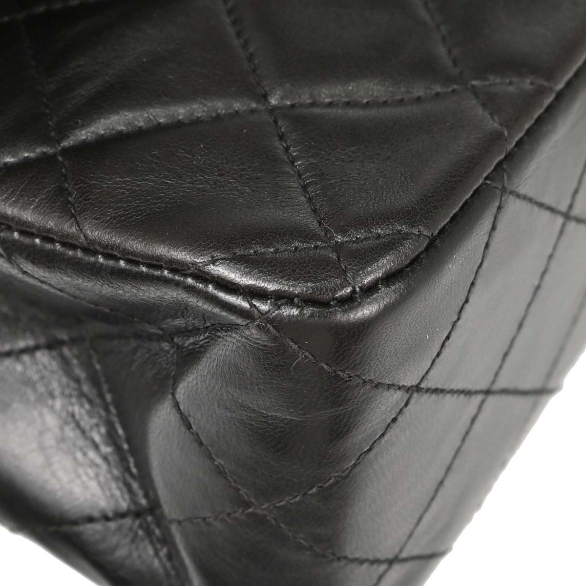 Chanel 1994-1996 Black Lambskin Medium Classic Double Flap Shoulder Bag