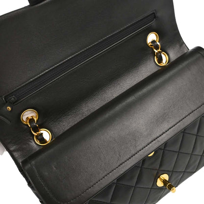 Chanel 1994-1996 Black Lambskin Medium Classic Double Flap Shoulder Bag