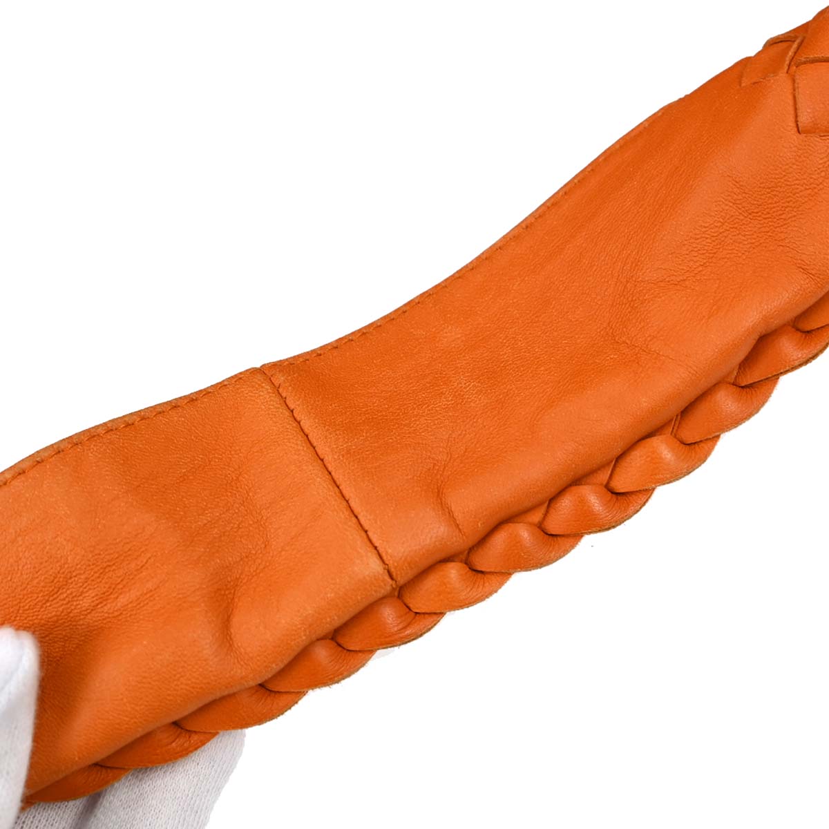 Bottega Veneta Orange Lambskin Intrecciato Hobo Handbag