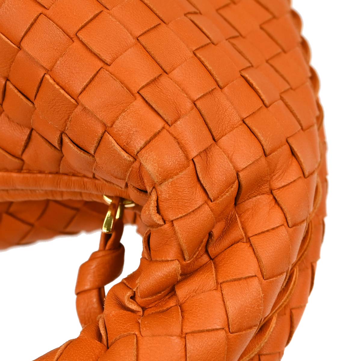 Bottega Veneta Orange Lambskin Intrecciato Hobo Handbag