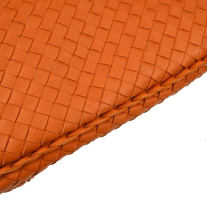 Bottega Veneta Orange Lambskin Intrecciato Hobo Handbag