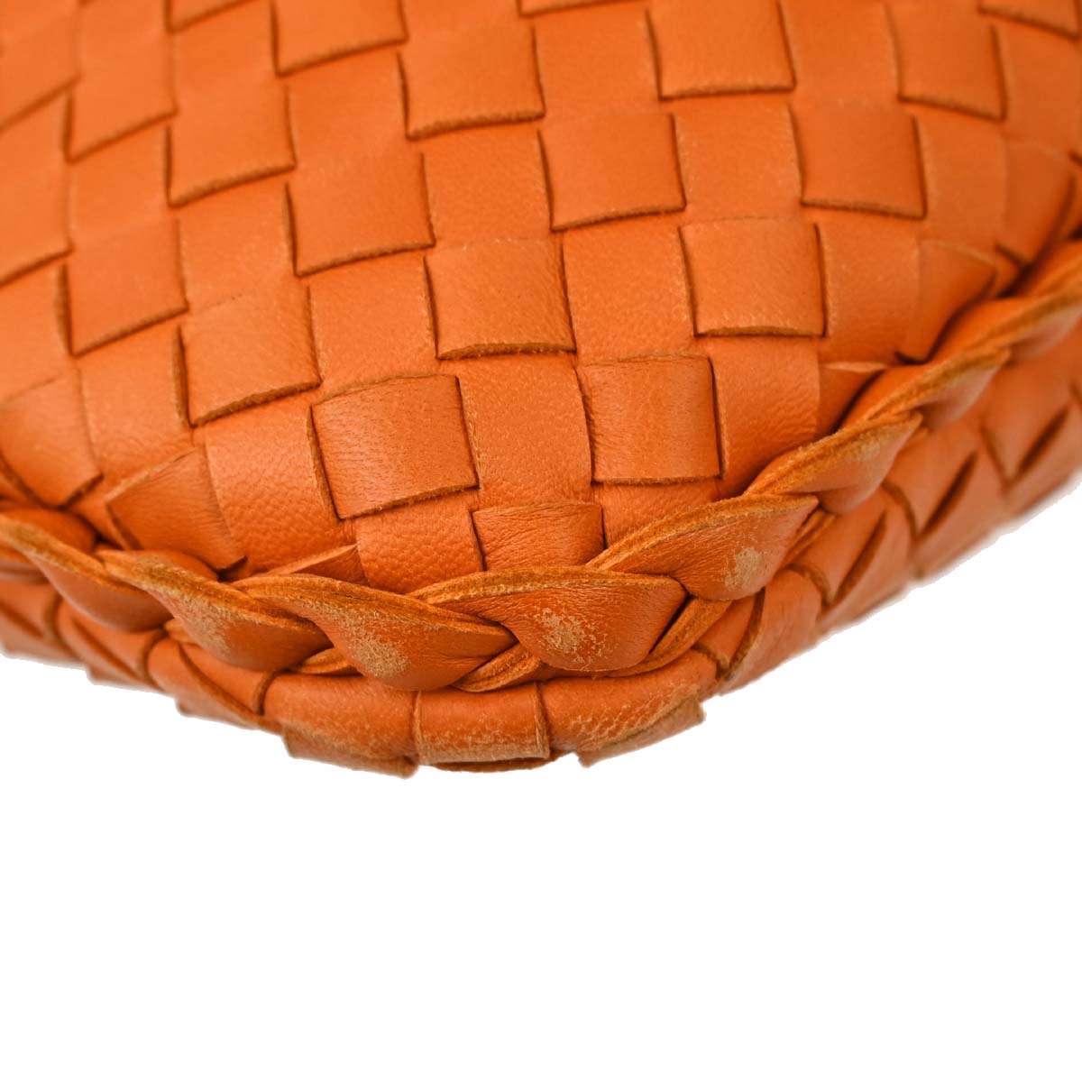 Bottega Veneta Orange Lambskin Intrecciato Hobo Handbag