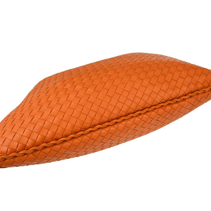 Bottega Veneta Orange Lambskin Intrecciato Hobo Handbag