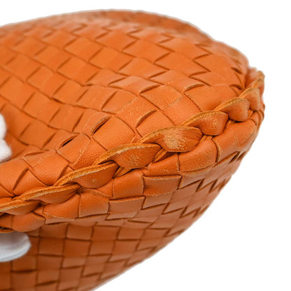 Bottega Veneta Orange Lambskin Intrecciato Hobo Handbag