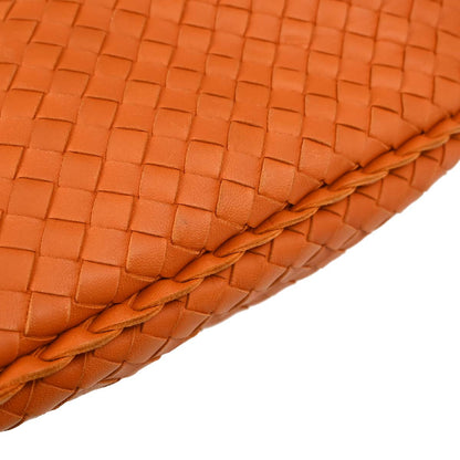 Bottega Veneta Orange Lambskin Intrecciato Hobo Handbag