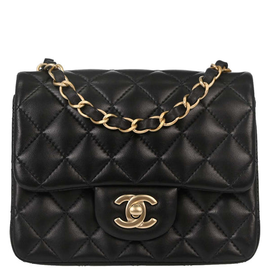 Chanel 2012-2013 Black Lambskin Mini Classic Square Flap Shoulder Bag 17