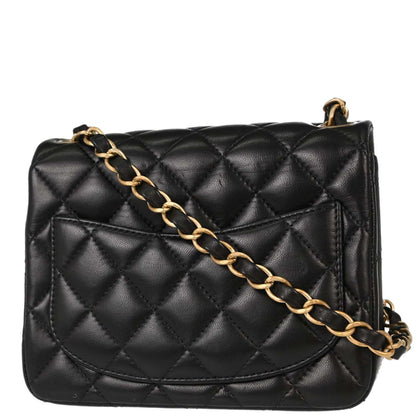 Chanel Black Lambskin Mini Classic Square Flap Shoulder Bag 17