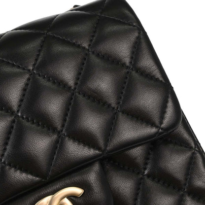 Chanel Black Lambskin Mini Classic Square Flap Shoulder Bag 17