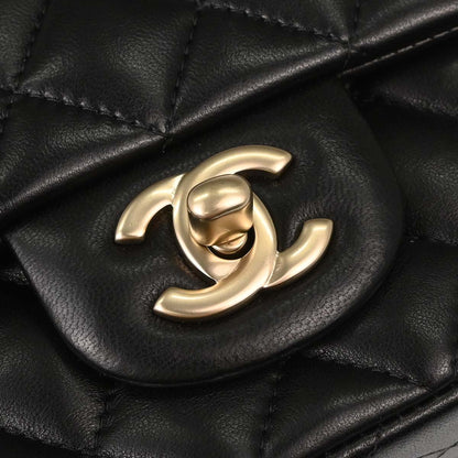 Chanel Black Lambskin Mini Classic Square Flap Shoulder Bag 17