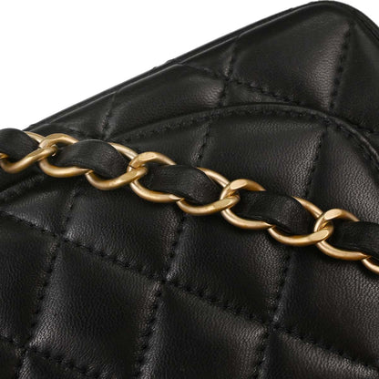 Chanel Black Lambskin Mini Classic Square Flap Shoulder Bag 17