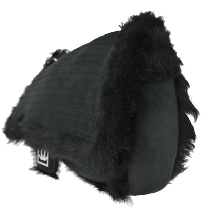 Chanel Black Suede Artificial Fur Sport Line Shoulder Bag