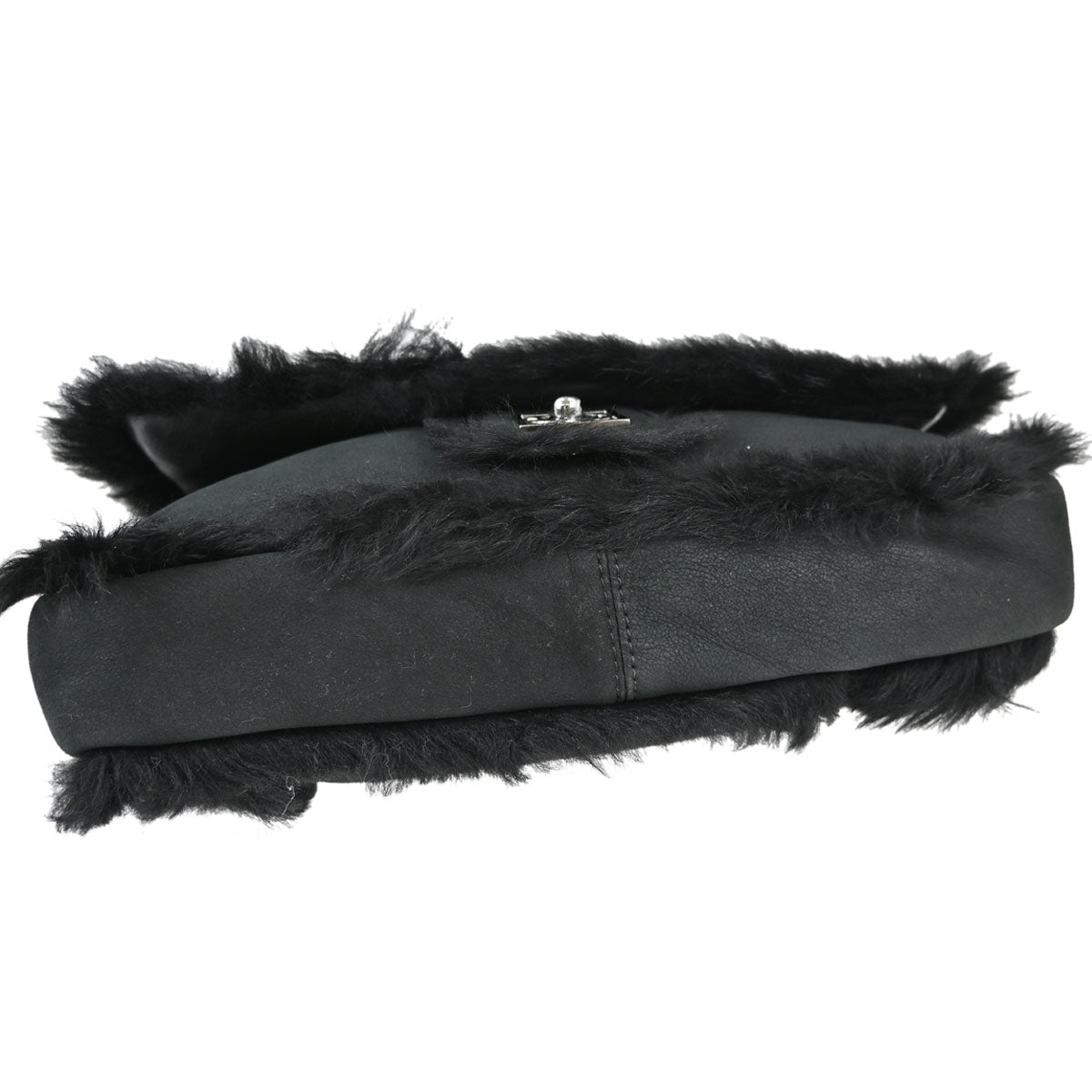 Chanel Black Suede Artificial Fur Sport Line Shoulder Bag