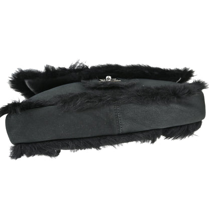 Chanel Black Suede Artificial Fur Sport Line Shoulder Bag