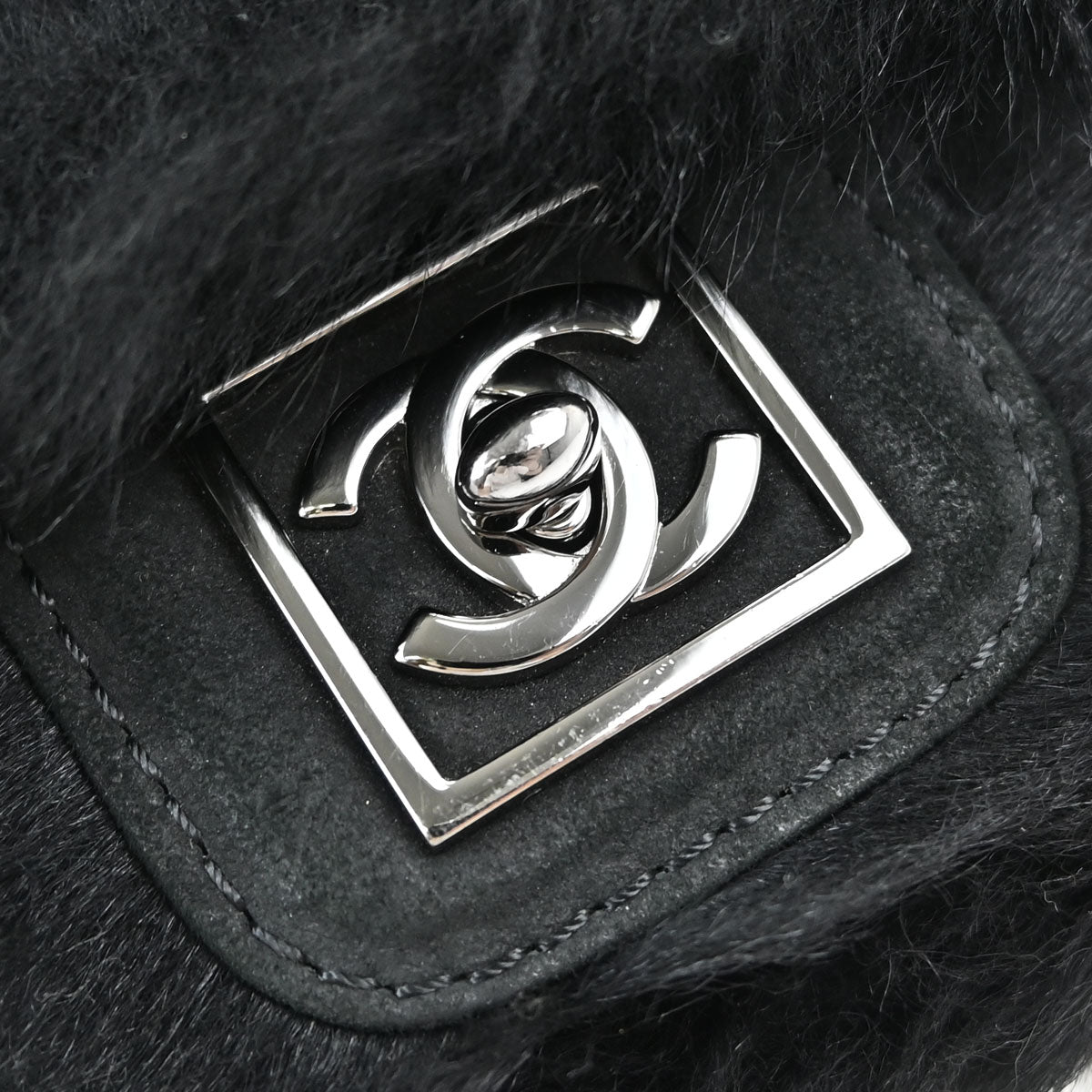 Chanel Black Suede Artificial Fur Sport Line Shoulder Bag