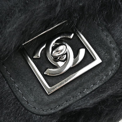 Chanel Black Suede Artificial Fur Sport Line Shoulder Bag