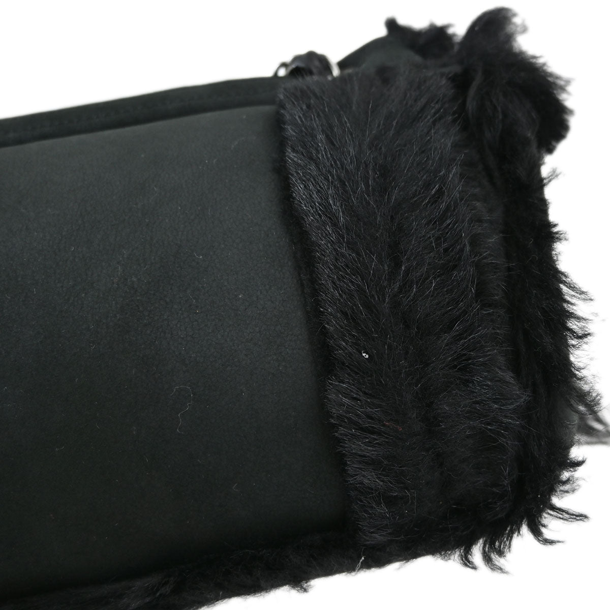 Chanel Black Suede Artificial Fur Sport Line Shoulder Bag