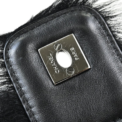 Chanel Black Suede Artificial Fur Sport Line Shoulder Bag