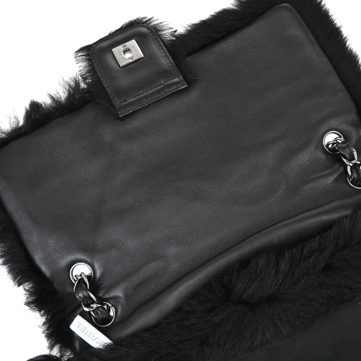 Chanel Black Suede Artificial Fur Sport Line Shoulder Bag