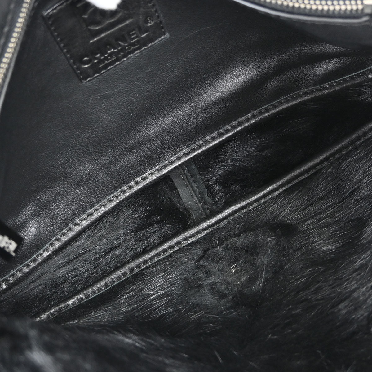 Chanel Black Suede Artificial Fur Sport Line Shoulder Bag