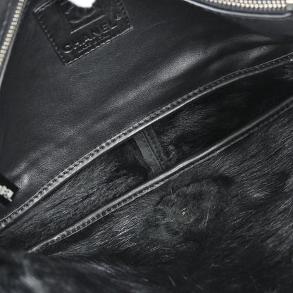 Chanel Black Suede Artificial Fur Sport Line Shoulder Bag