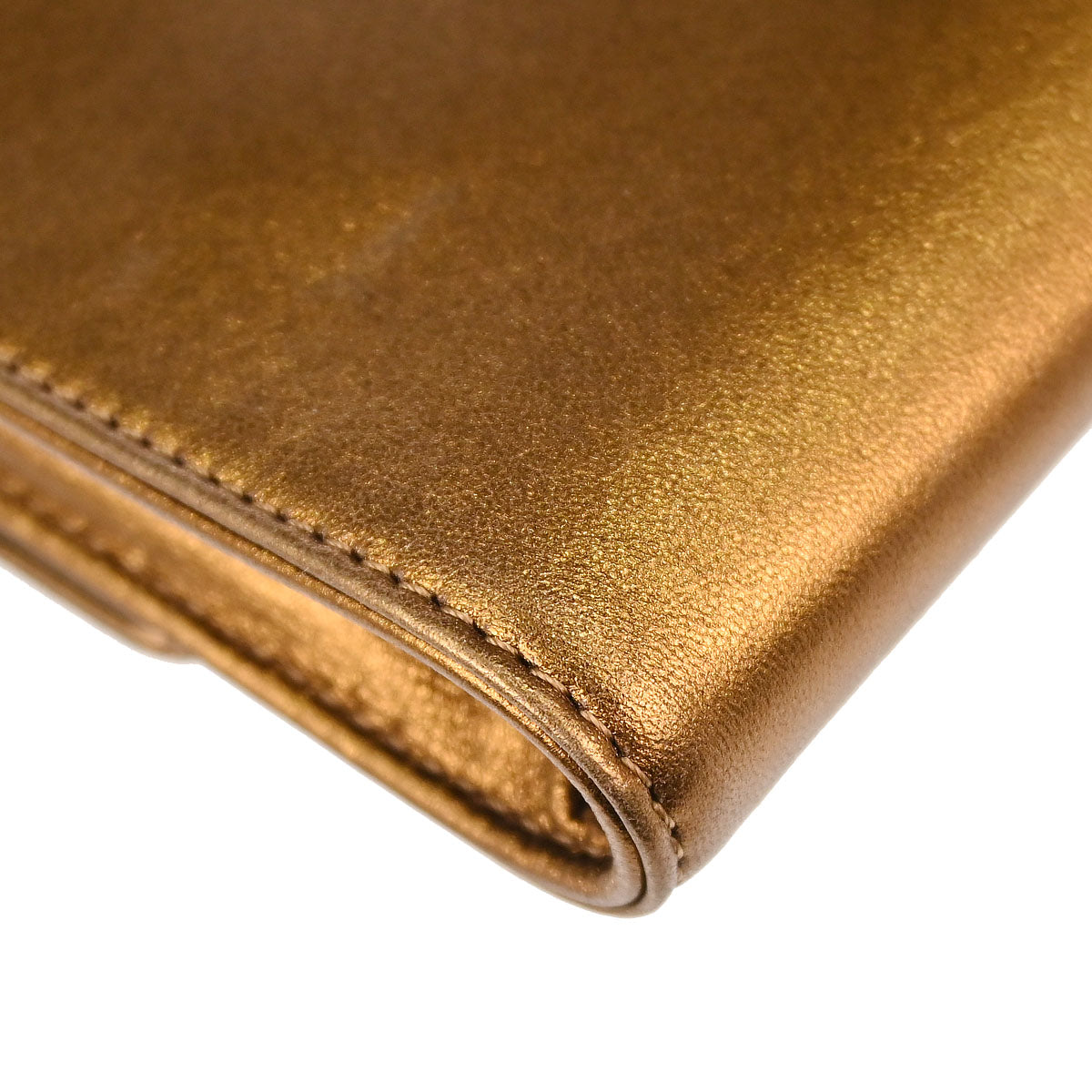 Loewe Metallic Gold Leather Accessories Case Pouch Purse
