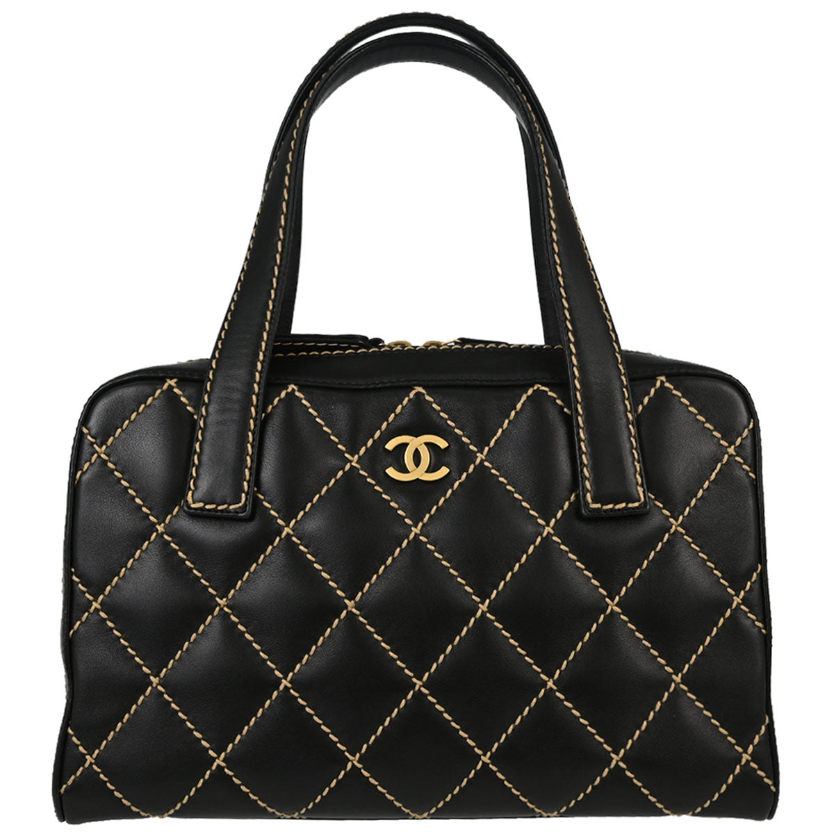Chanel 2003-2004 Black Calfskin Wild Stitch Handbag