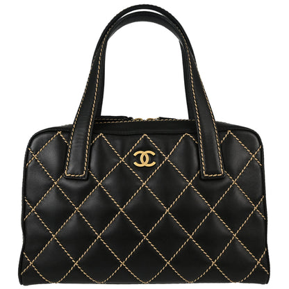 Chanel 2003-2004 Black Calfskin Wild Stitch Handbag