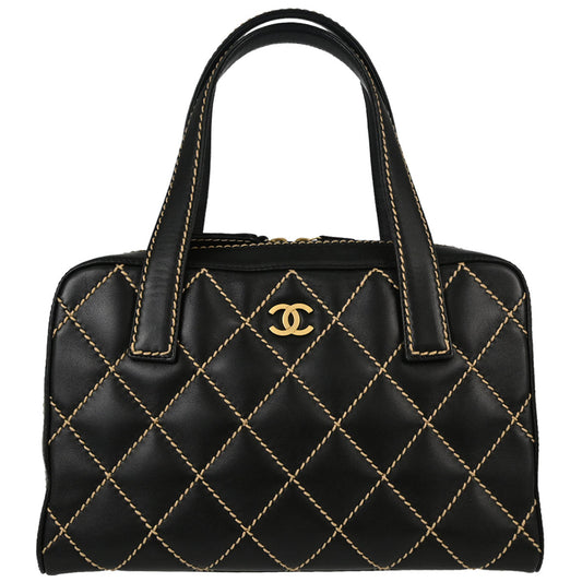 Chanel 2003-2004 Black Calfskin Wild Stitch Handbag