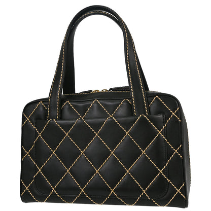Chanel 2003-2004 Black Calfskin Wild Stitch Handbag