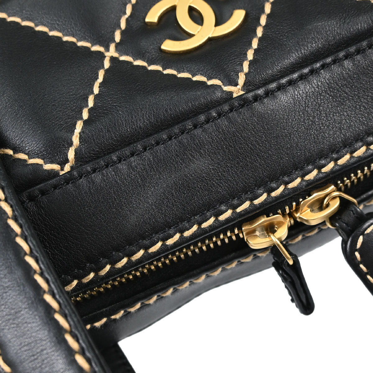 Chanel 2003-2004 Black Calfskin Wild Stitch Handbag