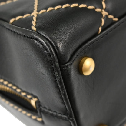 Chanel 2003-2004 Black Calfskin Wild Stitch Handbag