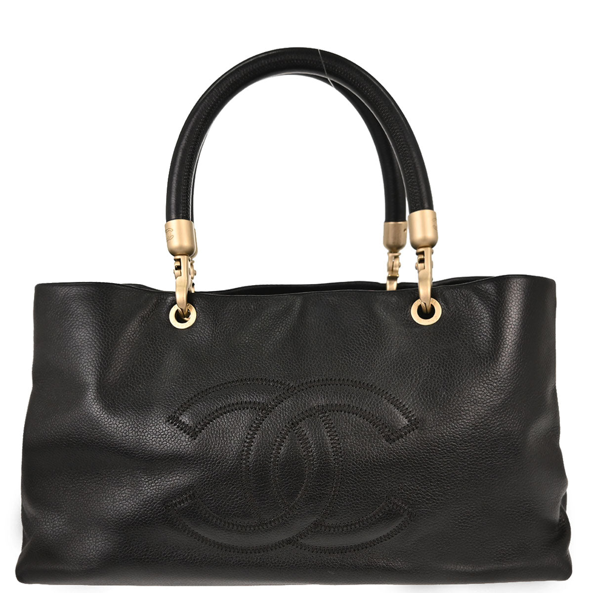 Chanel 2003-2004 Black Caviar Skin Tote Handbag