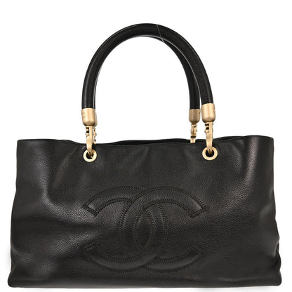 Chanel 2003-2004 Black Caviar Skin Tote Handbag