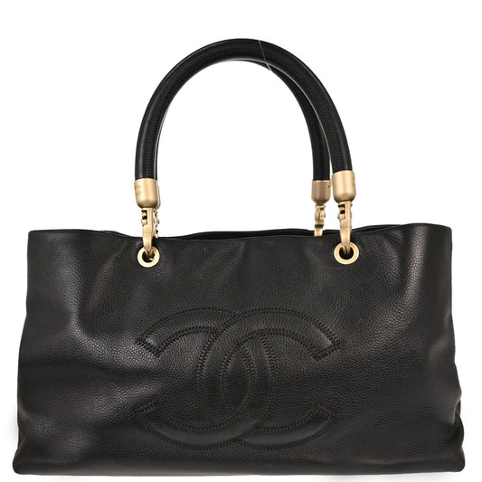 Chanel 2003-2004 Black Caviar Skin Tote Handbag