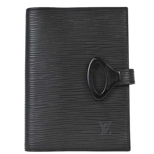 Louis Vuitton Black Epi Agenda PM Notebook Cover R20092 Small Good